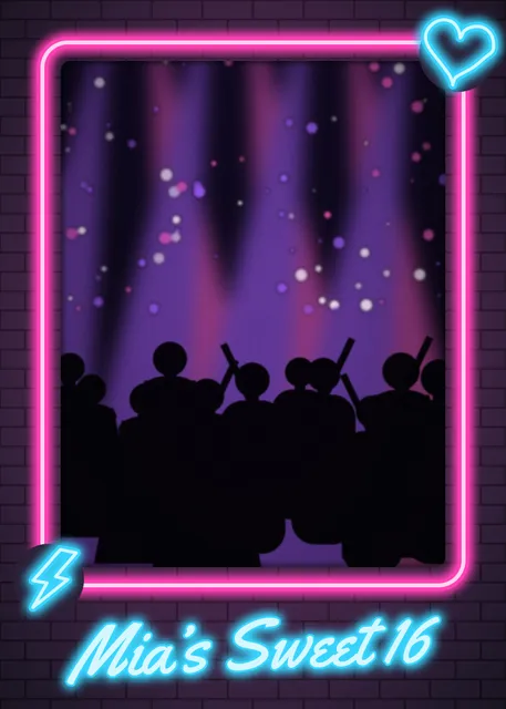 Sweet 16 print, Neon Lights frame